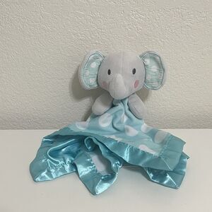 Circo Teal Polka Dot Elephant Security Blanket Lovey Satin Trim Lovie Blankie